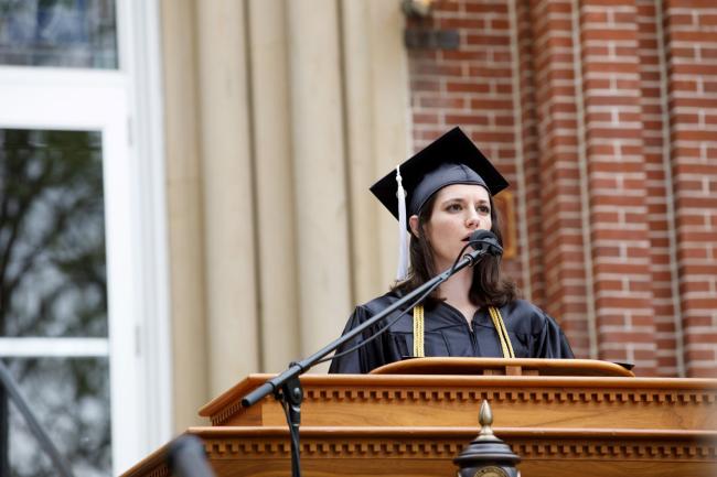 Hailey Marks giving valedictory speech