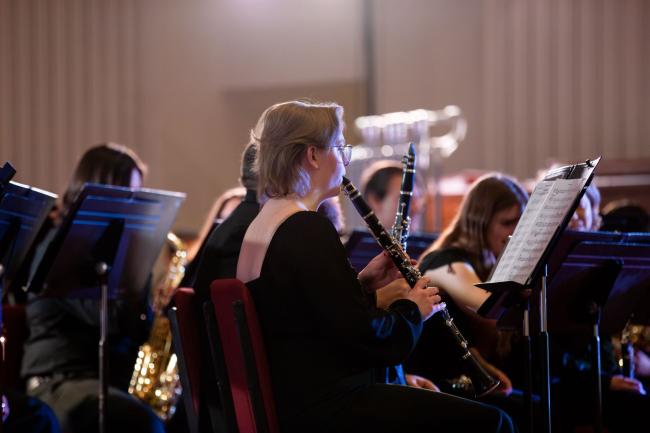 Student perform during fall 2024 symphonic band concert