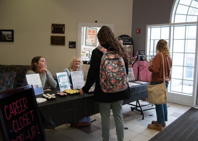 A pop-up location of the Pathways' Center's Career Closet was housed in the first floor of Stover Campus Center as part of Future Professionals Day