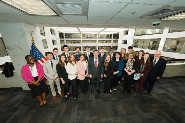 The Stover Scholars and Dr. Stratton pictured with Senator Dave McCormick 