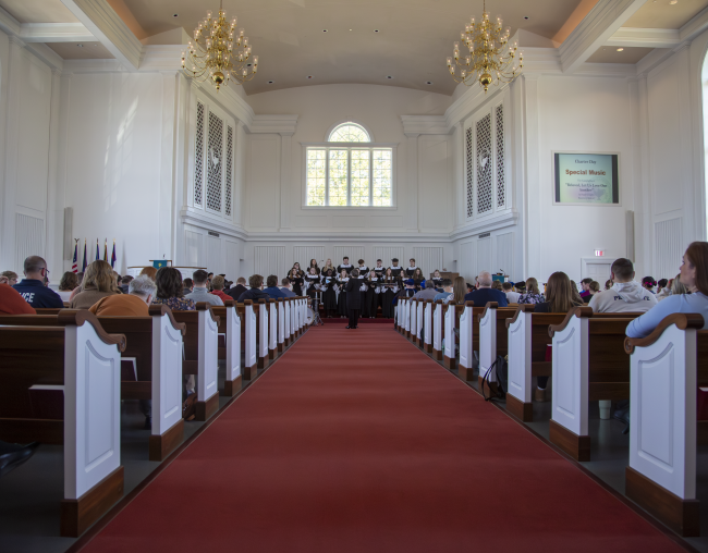 Roberts Chapel aisle on Charter Day 2026