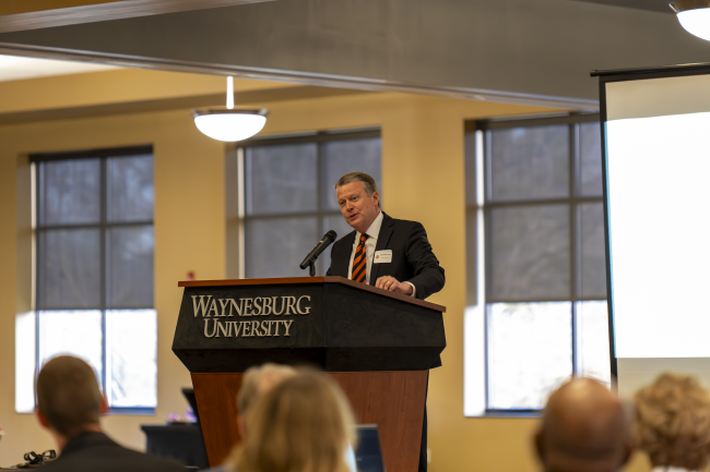 President Lee giving remarks at the event