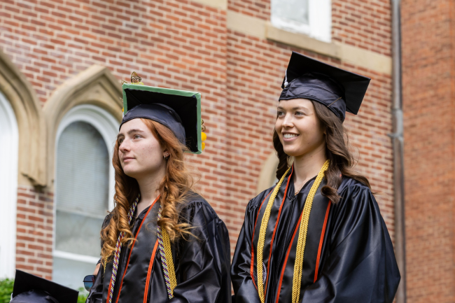 Co-valedictorians Abigail Speer (left) and Emily Barker