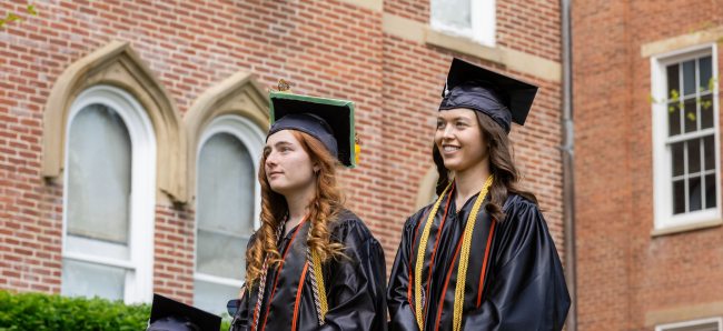 Co-valedictorians Abigail Speer (left) and Emily Barker